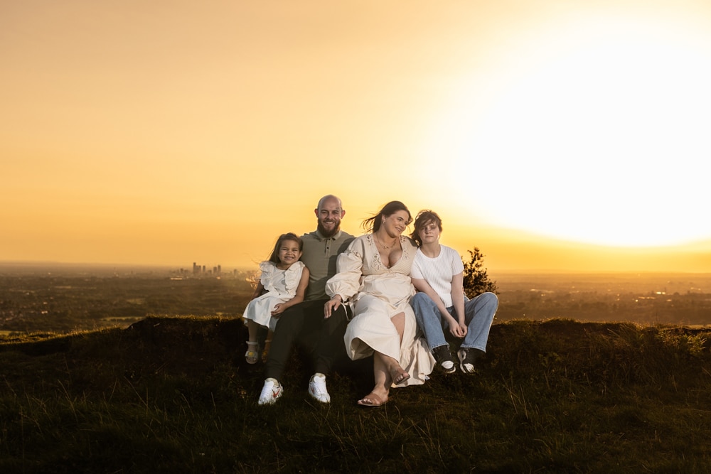 hartshead pike sunset family photoshoot manchester