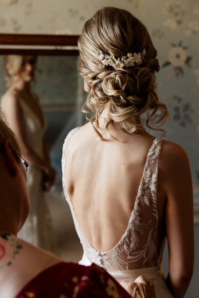 bride getting ready at knowsley hall