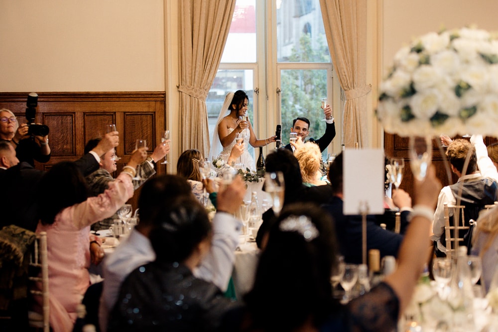 wedding celebration evening reception at the manchester university bistro building