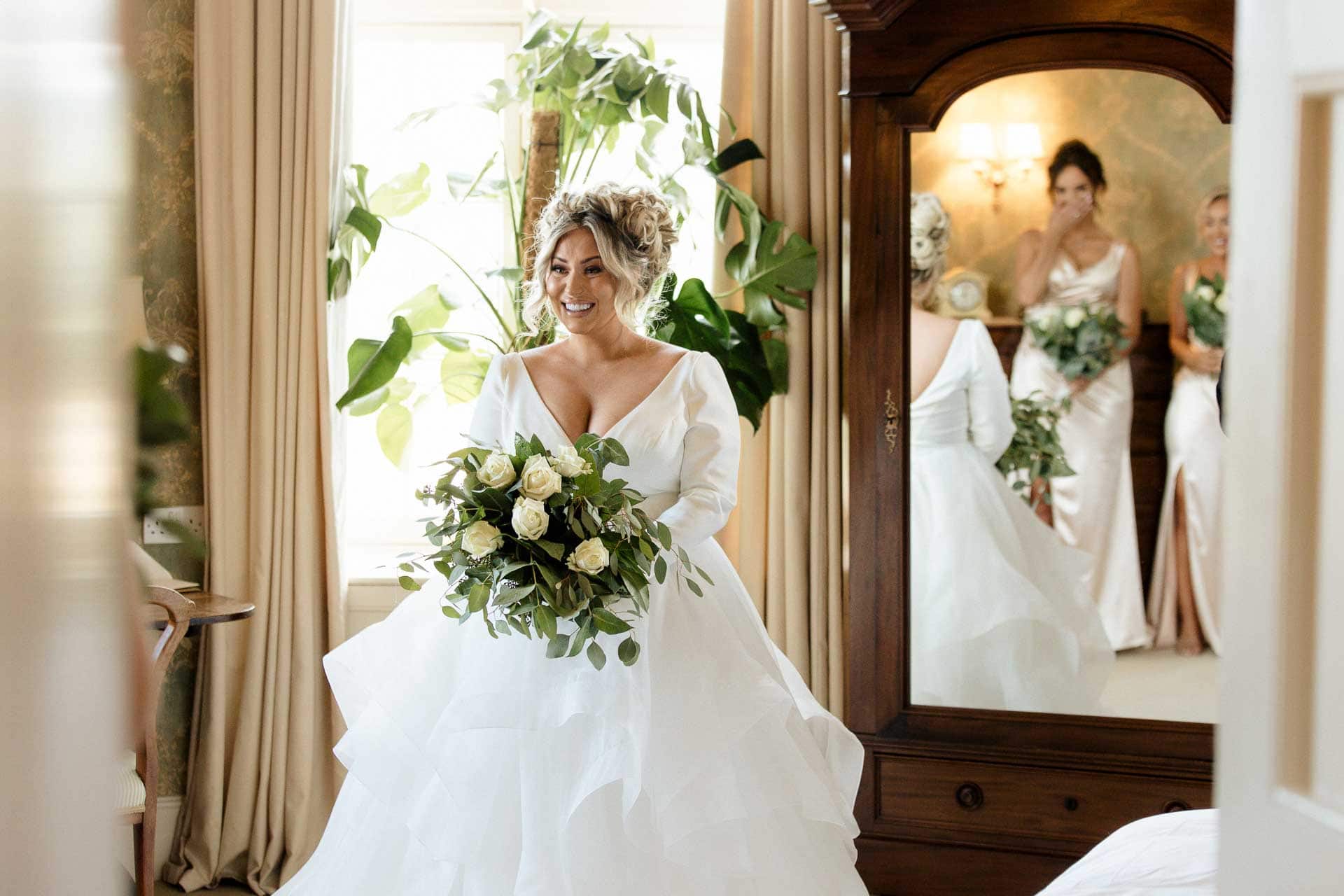 bridal preparations in the round room in The Citadel in Shropshire