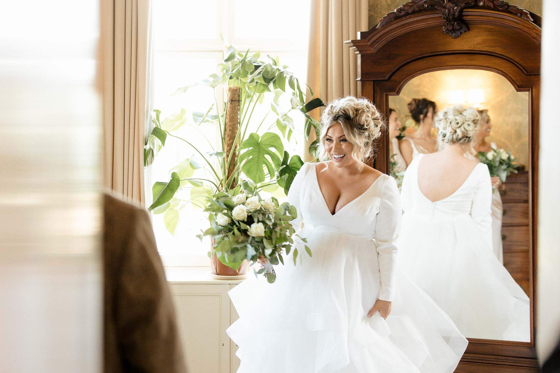 bridal preparations in the round room in The Citadel in Shropshire