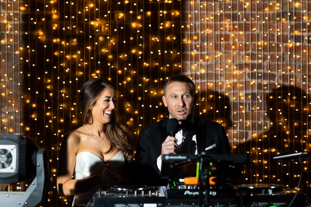 evening wedding reception at the barn at morley