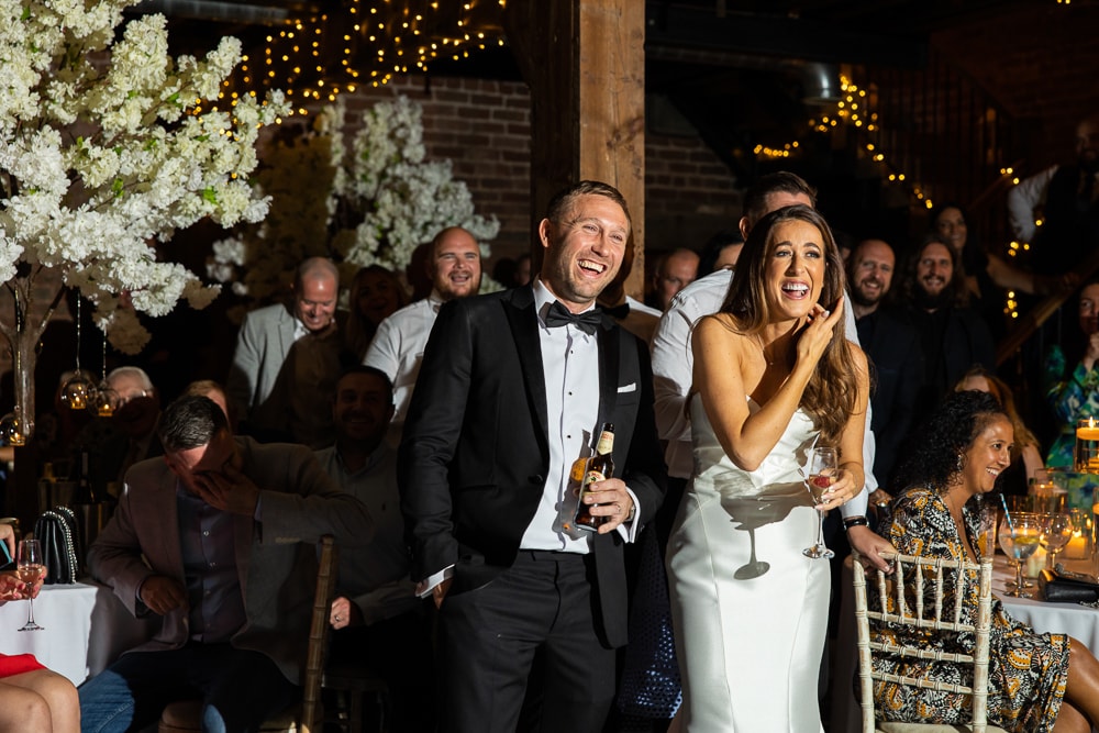 evening wedding reception at the barn at morley