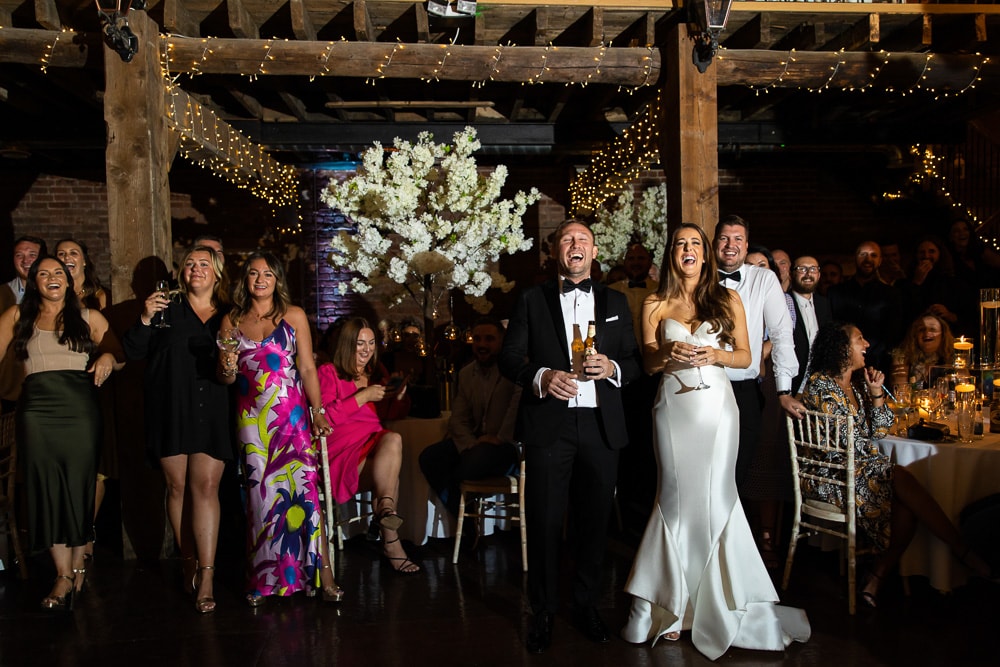 evening wedding reception at the barn at morley