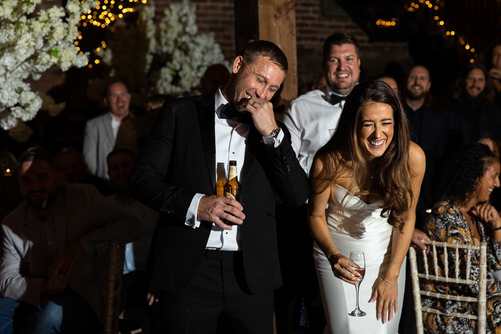 evening wedding reception at the barn at morley