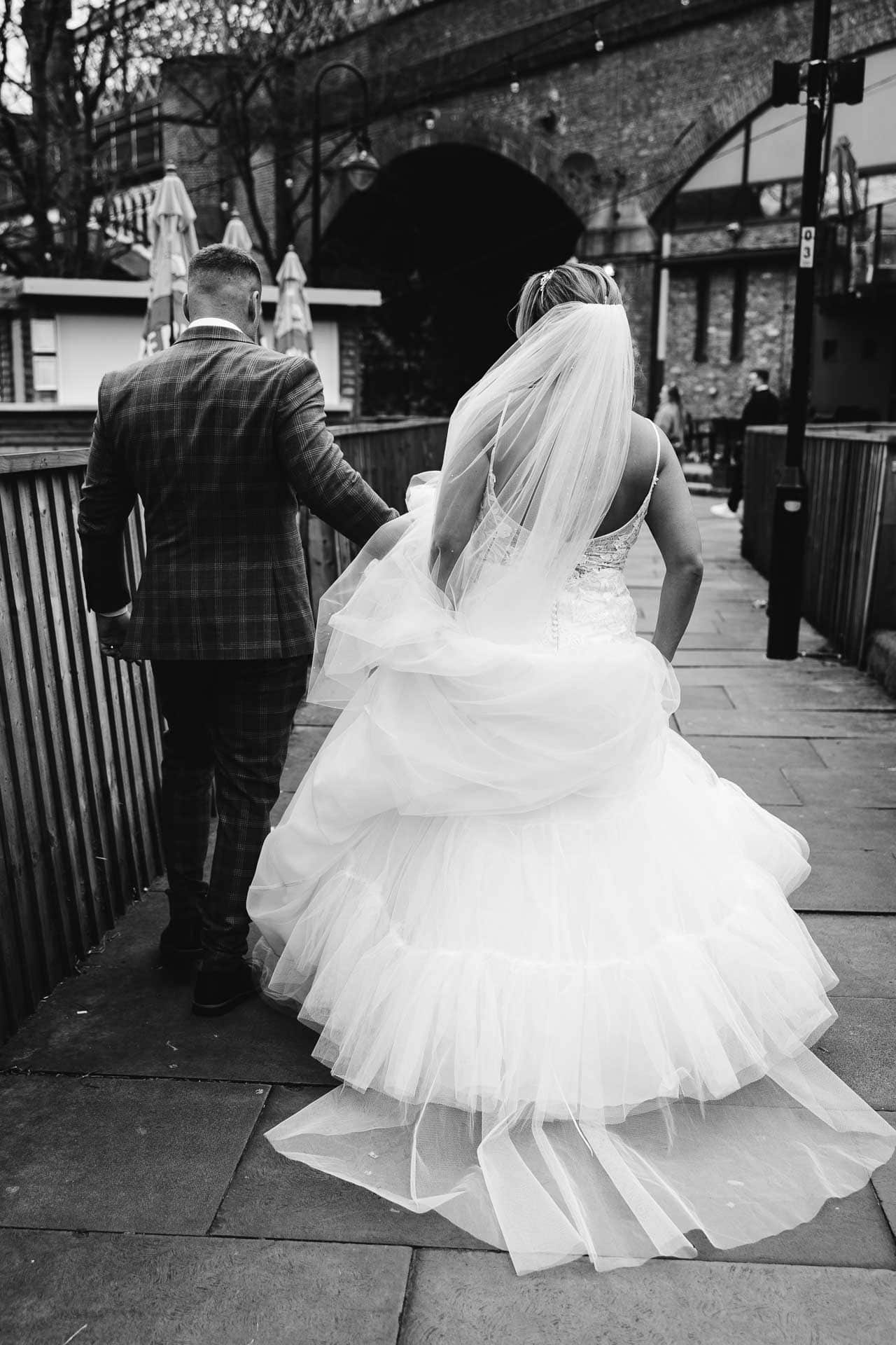bride and groom portraits at the castlefield rooms manchester