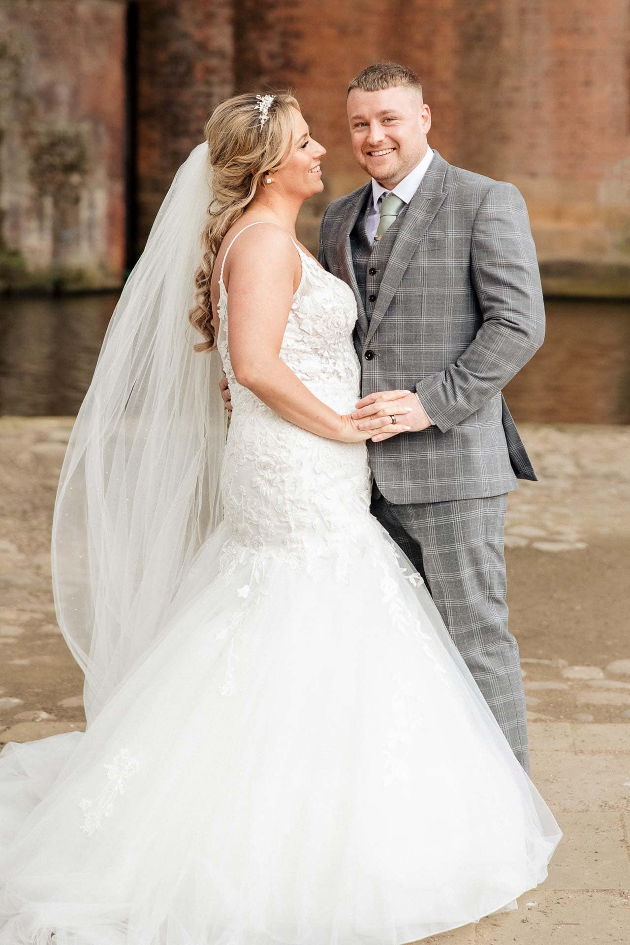 bride and groom portraits at the castlefield rooms manchester