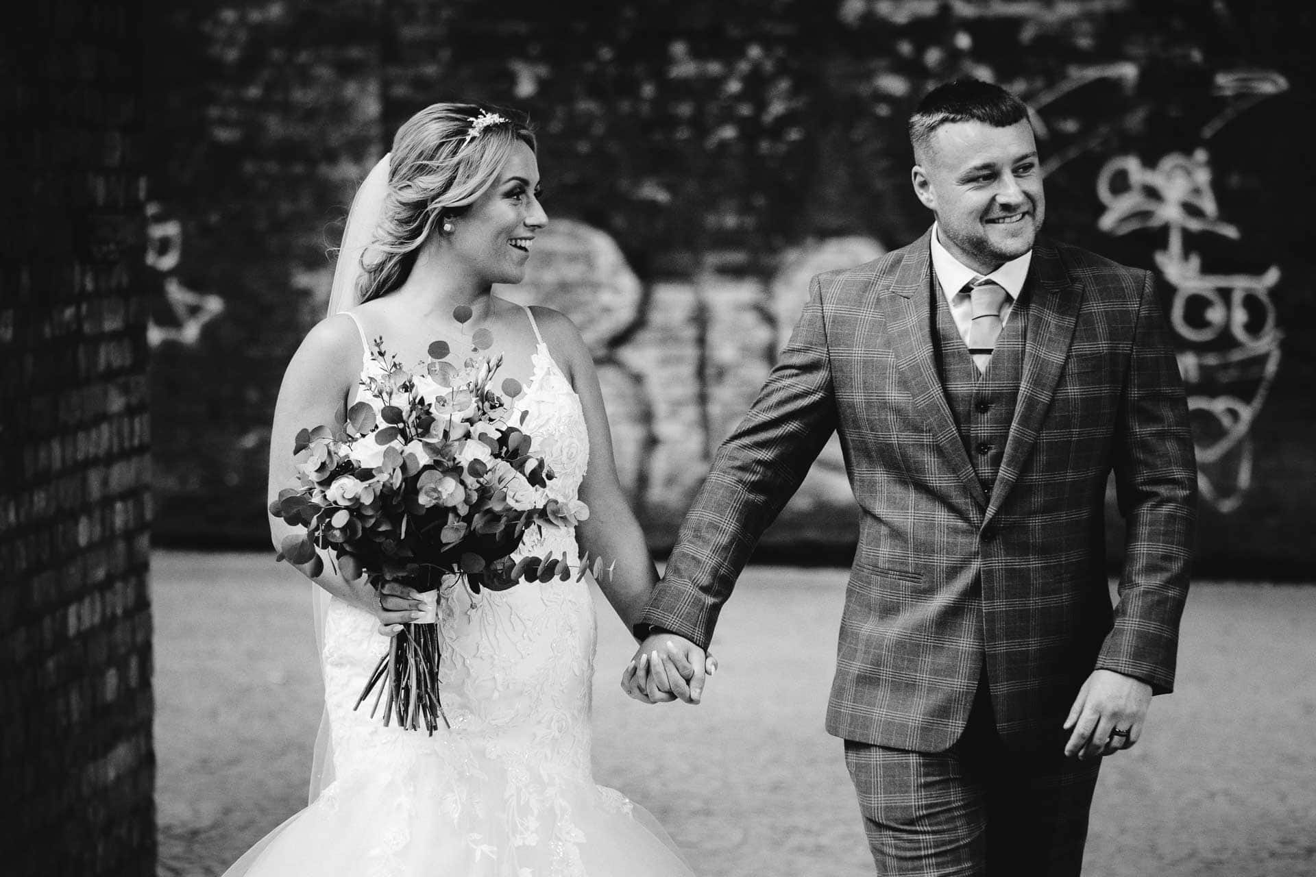 bride and groom portraits at the castlefield rooms manchester