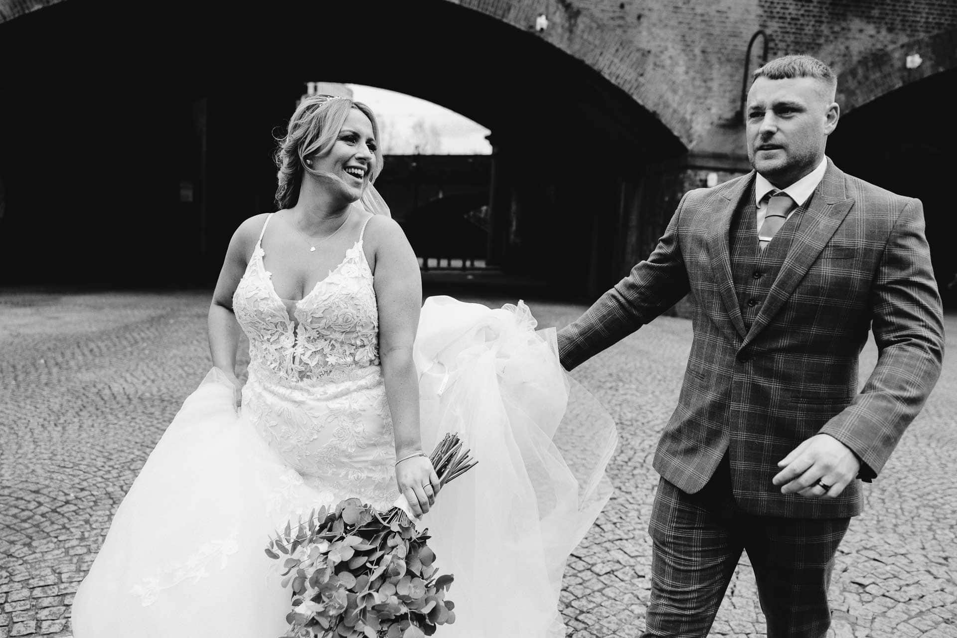bride and groom portraits at the castlefield rooms manchester