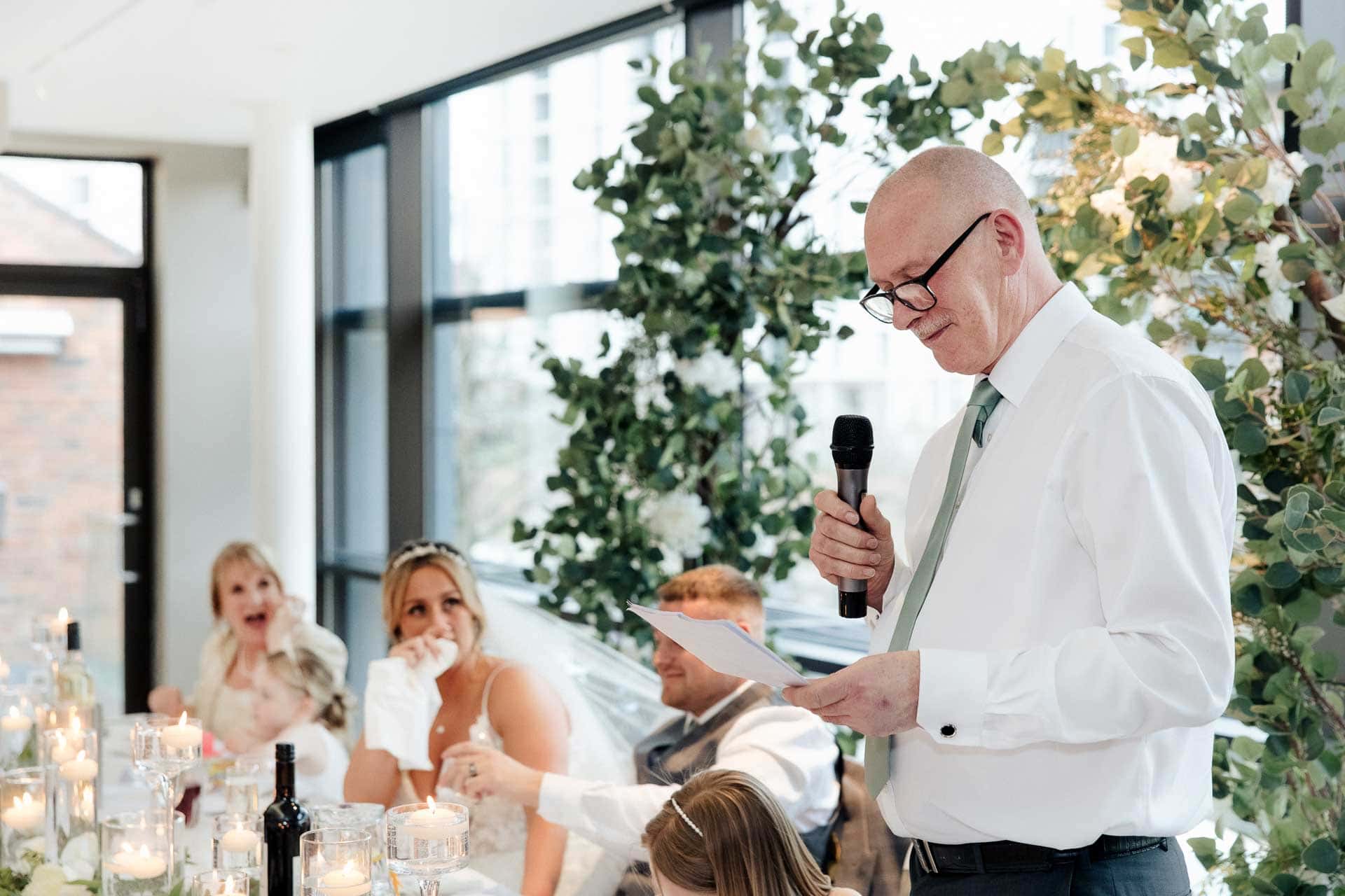 wedding breakfast and speeches at the castlefield rooms manchester