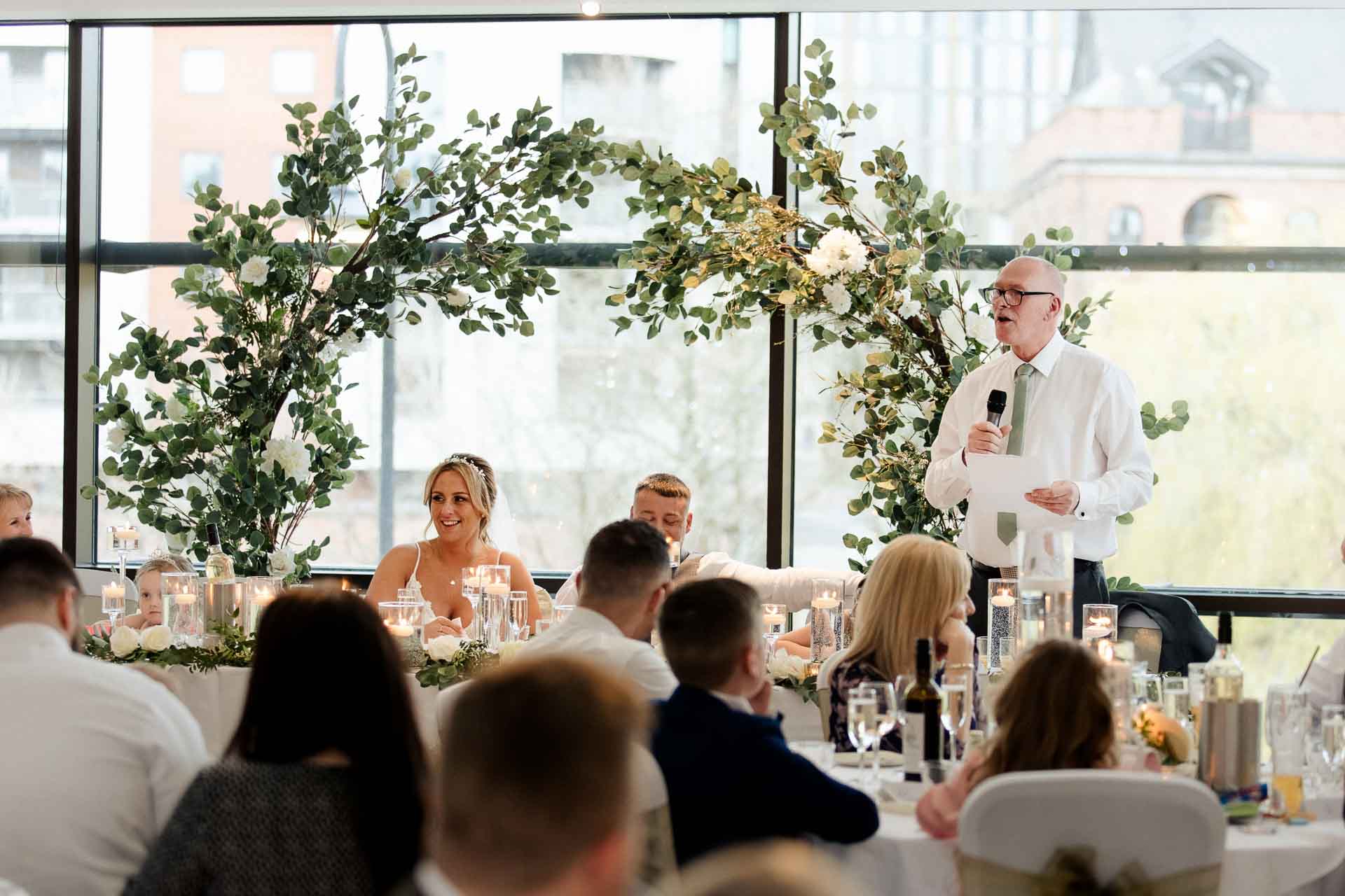 wedding breakfast and speeches at the castlefield rooms manchester