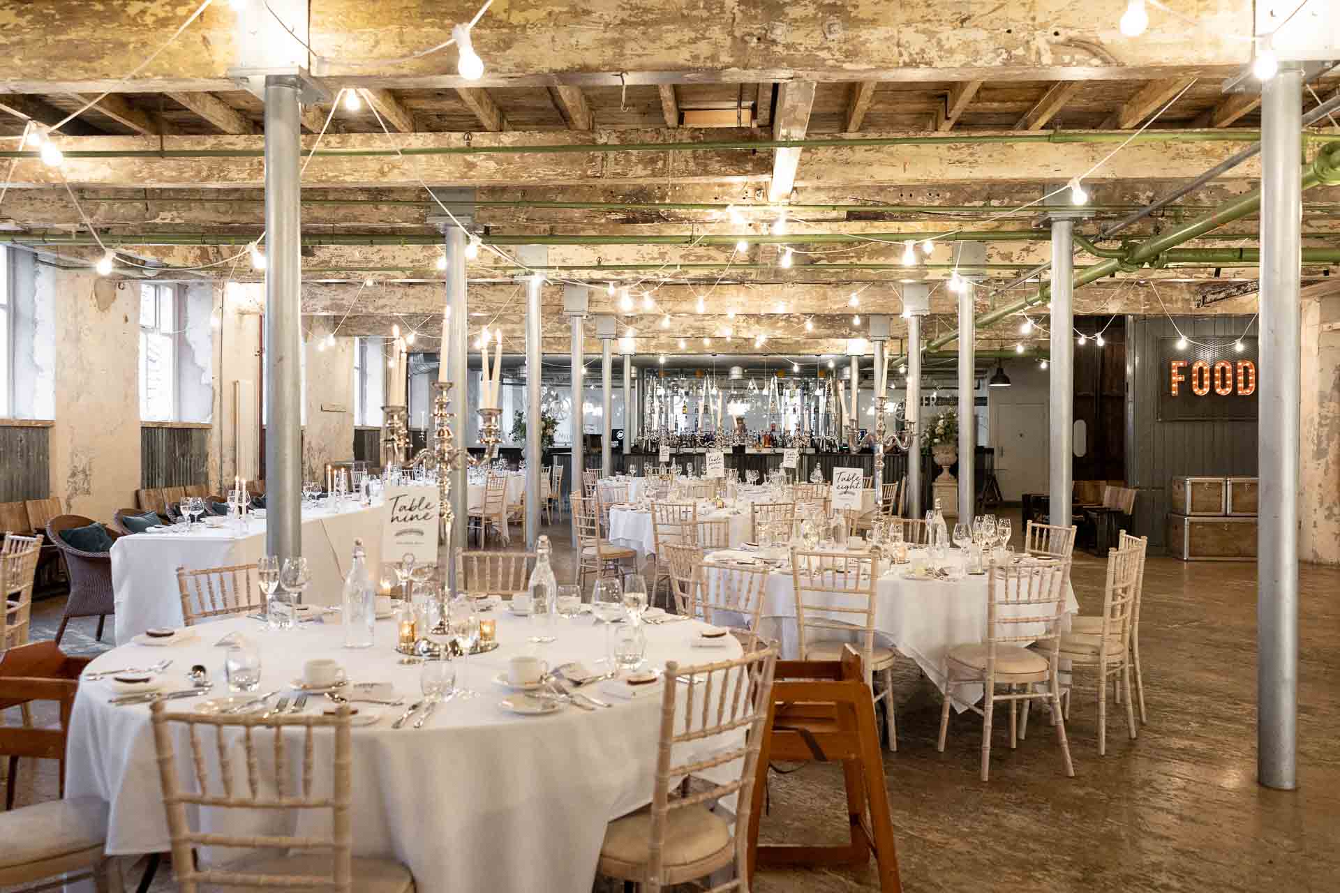 homles mill wedding breakfast and ceremony room ready for a wedding