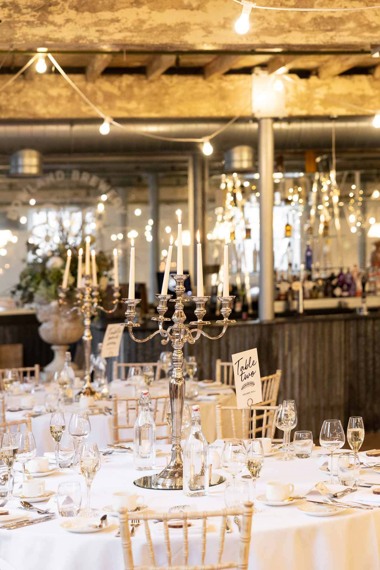 homles mill wedding breakfast and ceremony room ready for a wedding