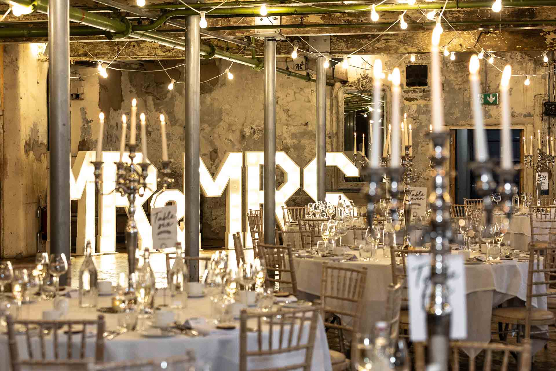 homles mill wedding breakfast and ceremony room ready for a wedding