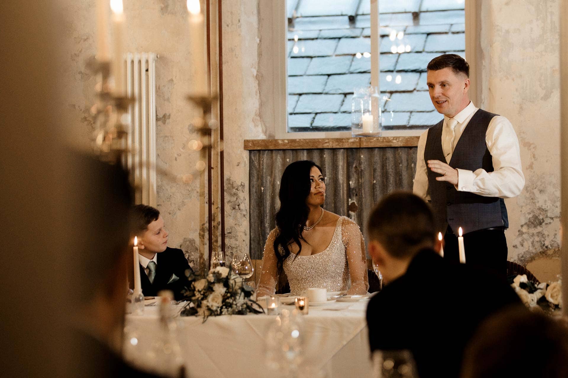 confetti with bride and groom at holmes mill