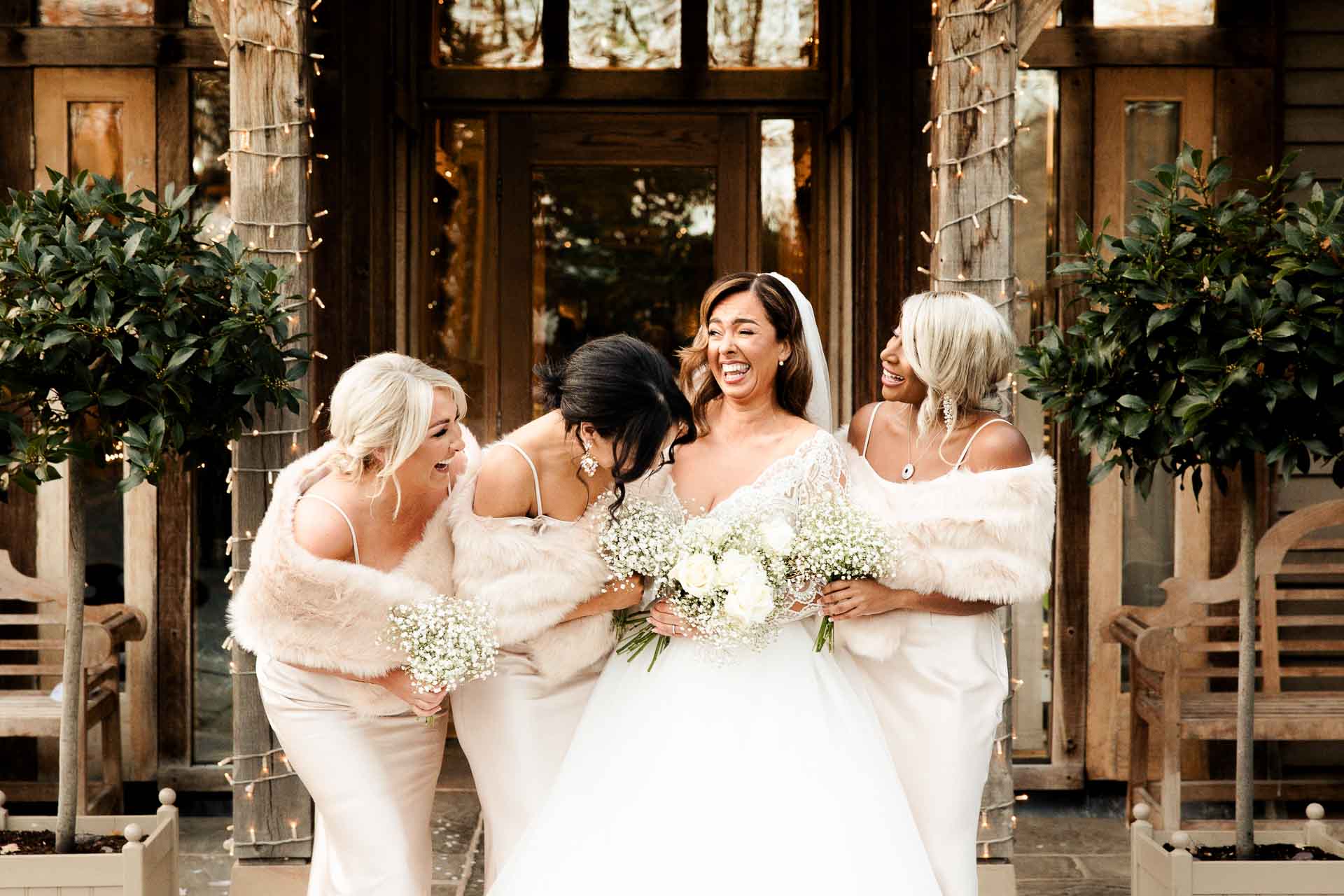 bride and groom portraits at the oak tree peover in the snow winter wedding