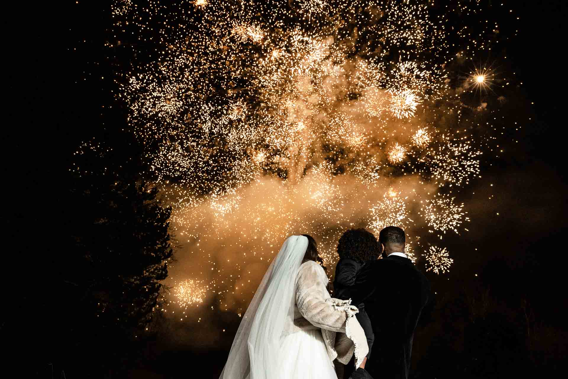 sparklers and fireworks at a wedding at the oak tree peover in cheshire