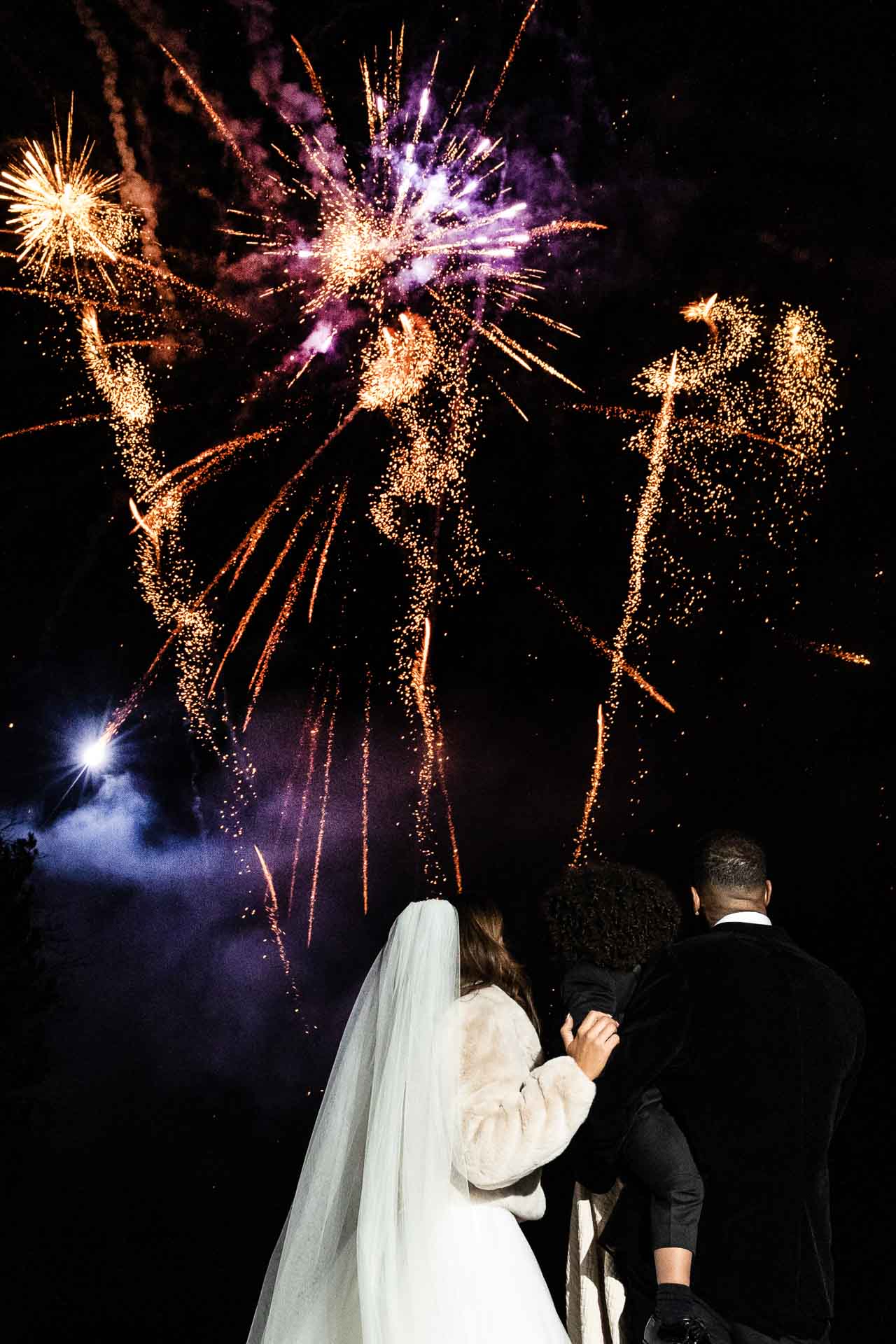 sparklers and fireworks at a wedding at the oak tree peover in cheshire