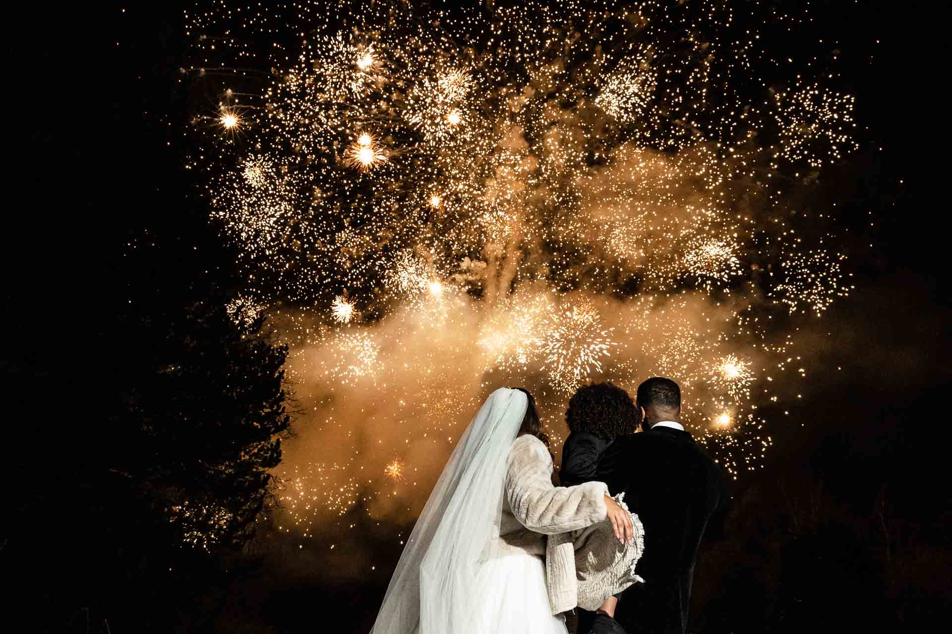 sparklers and fireworks at a wedding at the oak tree peover in cheshire