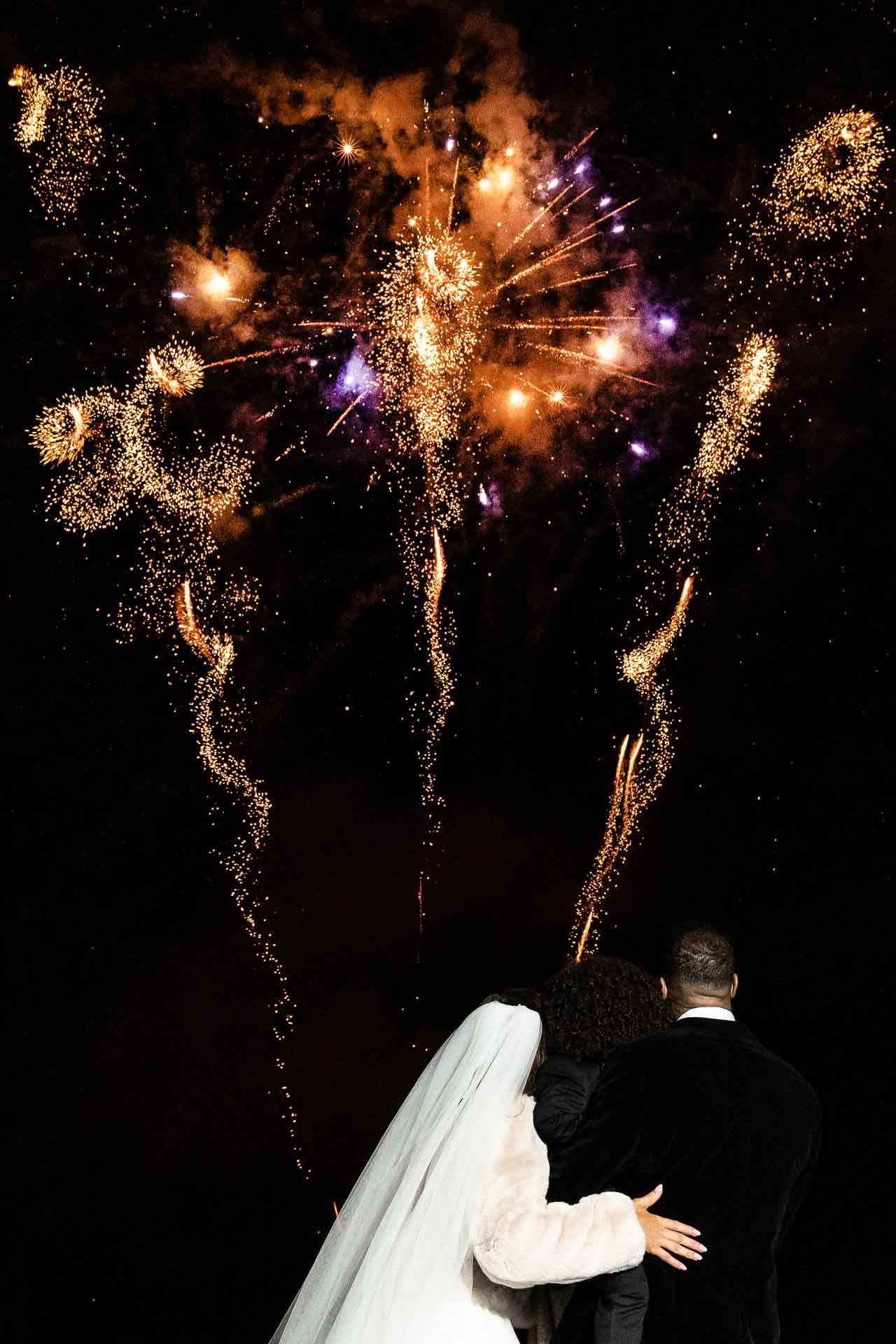 sparklers and fireworks at a wedding at the oak tree peover in cheshire