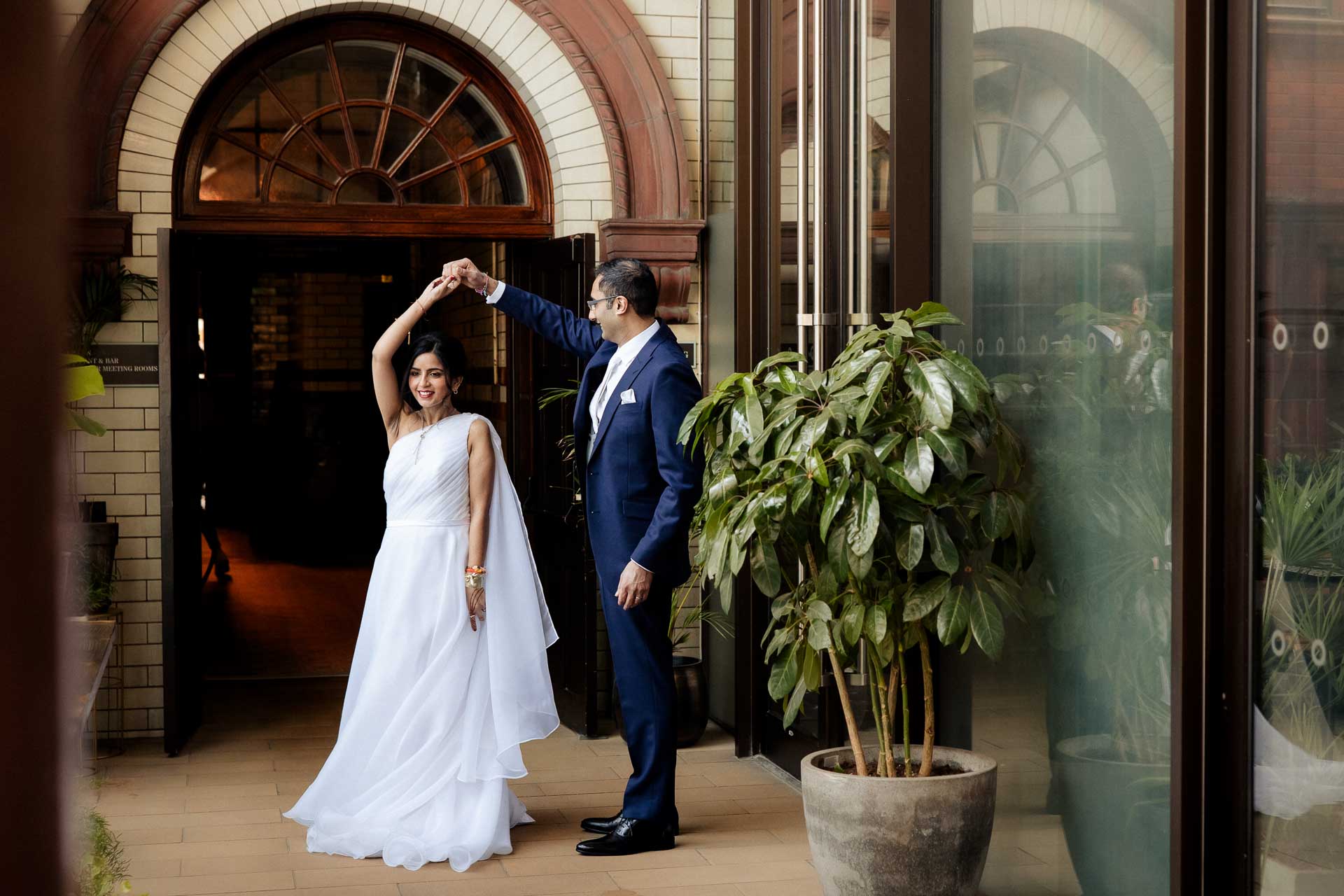 kimpton clock tower bride and groom portraits