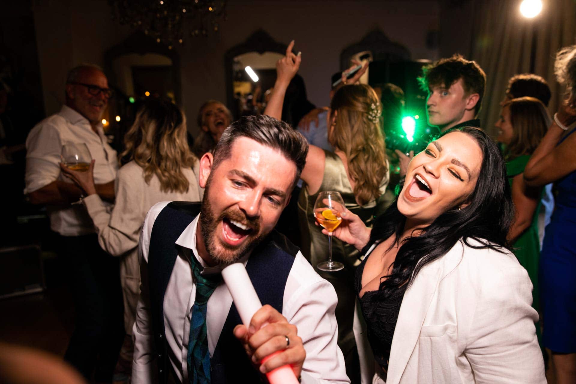 evening wedding reception photography at eaves hall