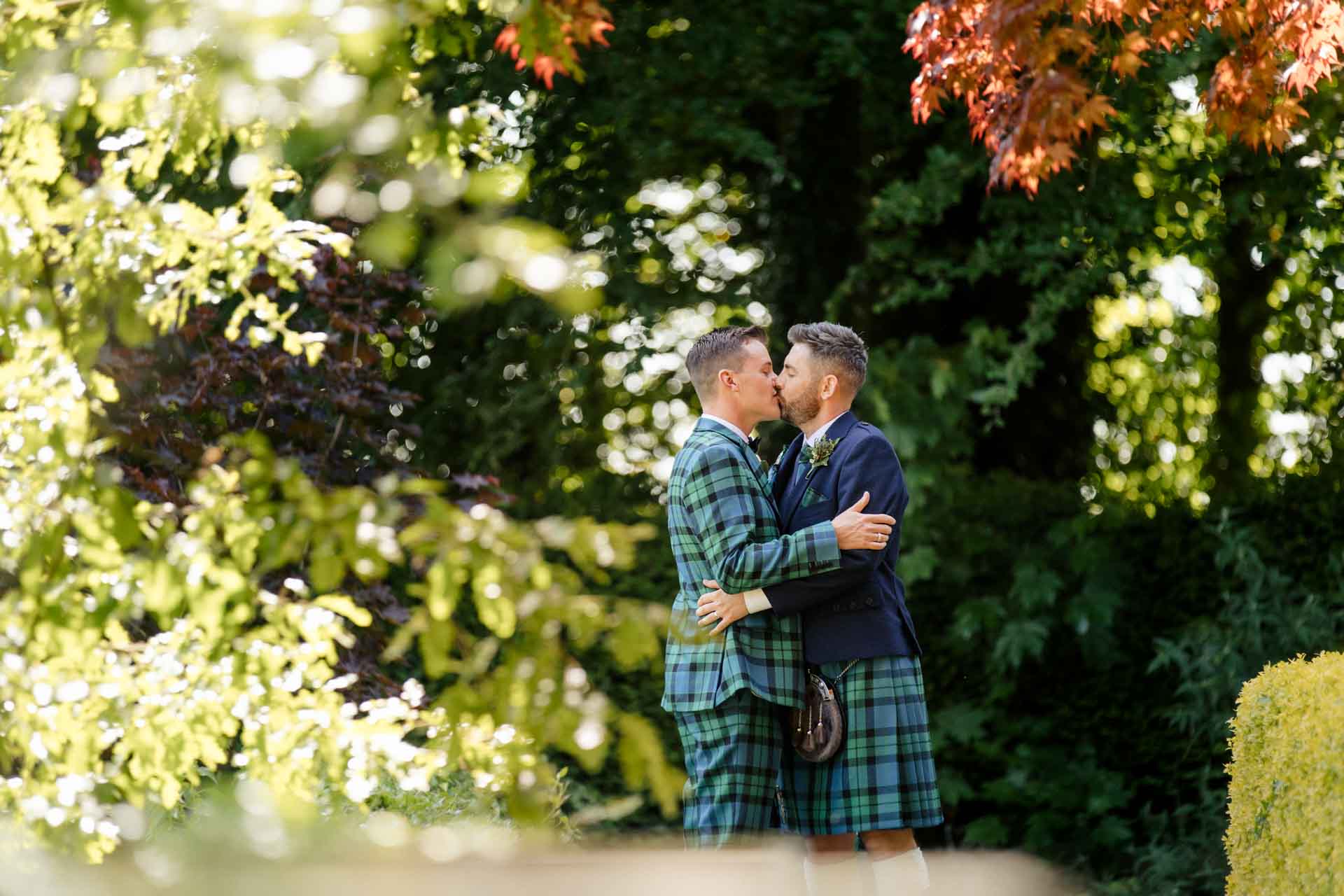 couple in the grounds of eaves hall in lancashire
