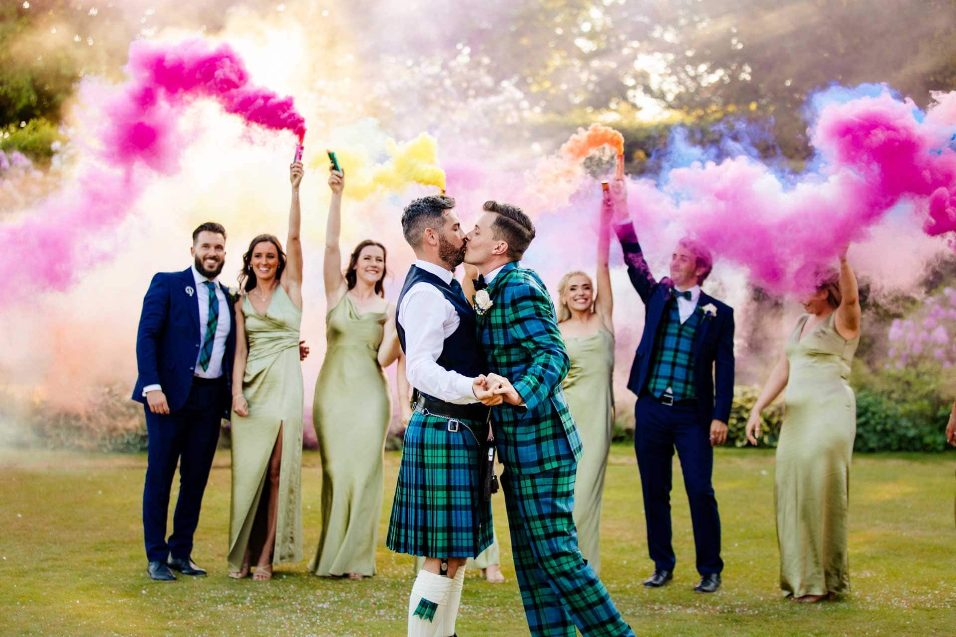 colourful smoke bombs used at eaves hall