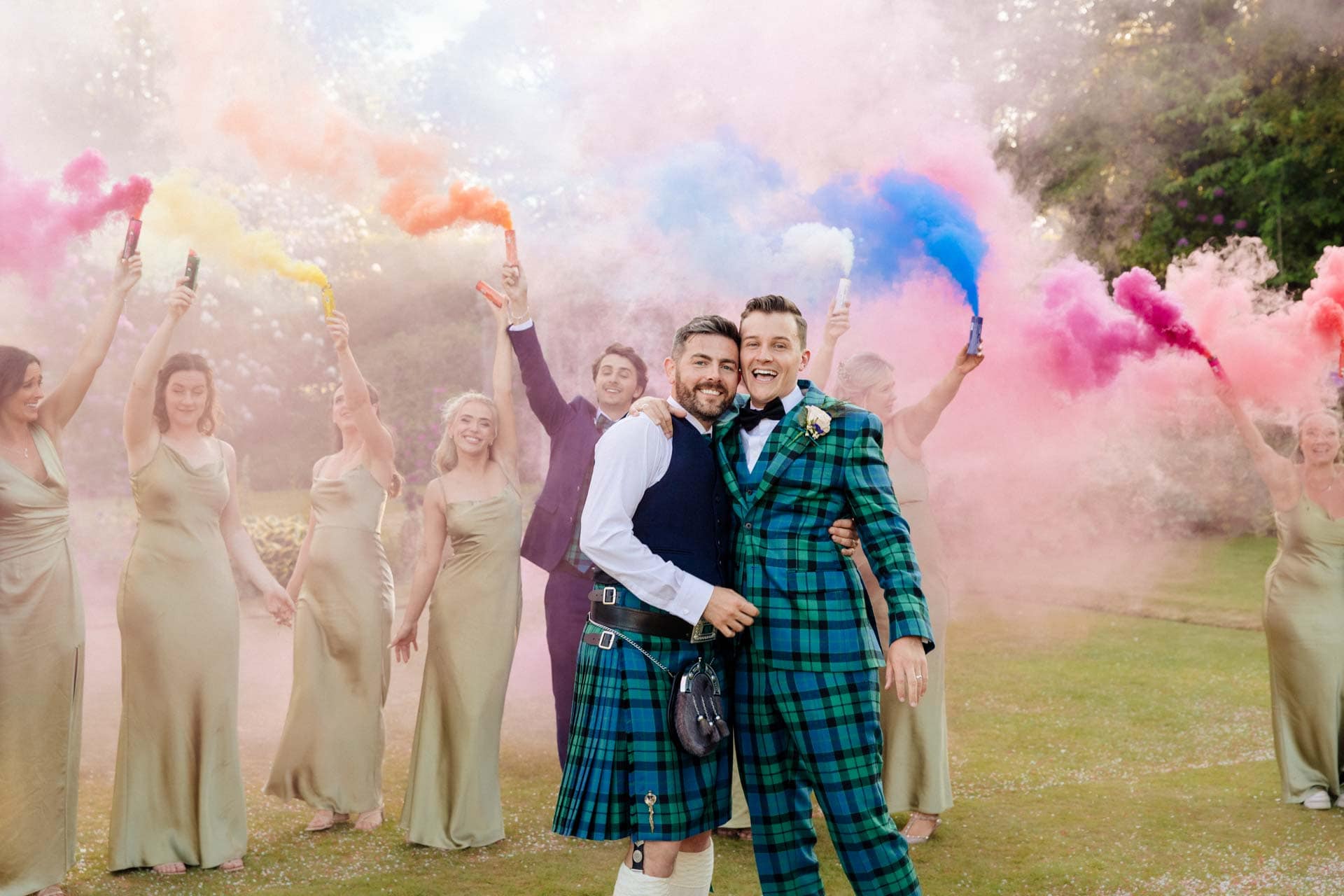 colourful smoke bombs used at eaves hall