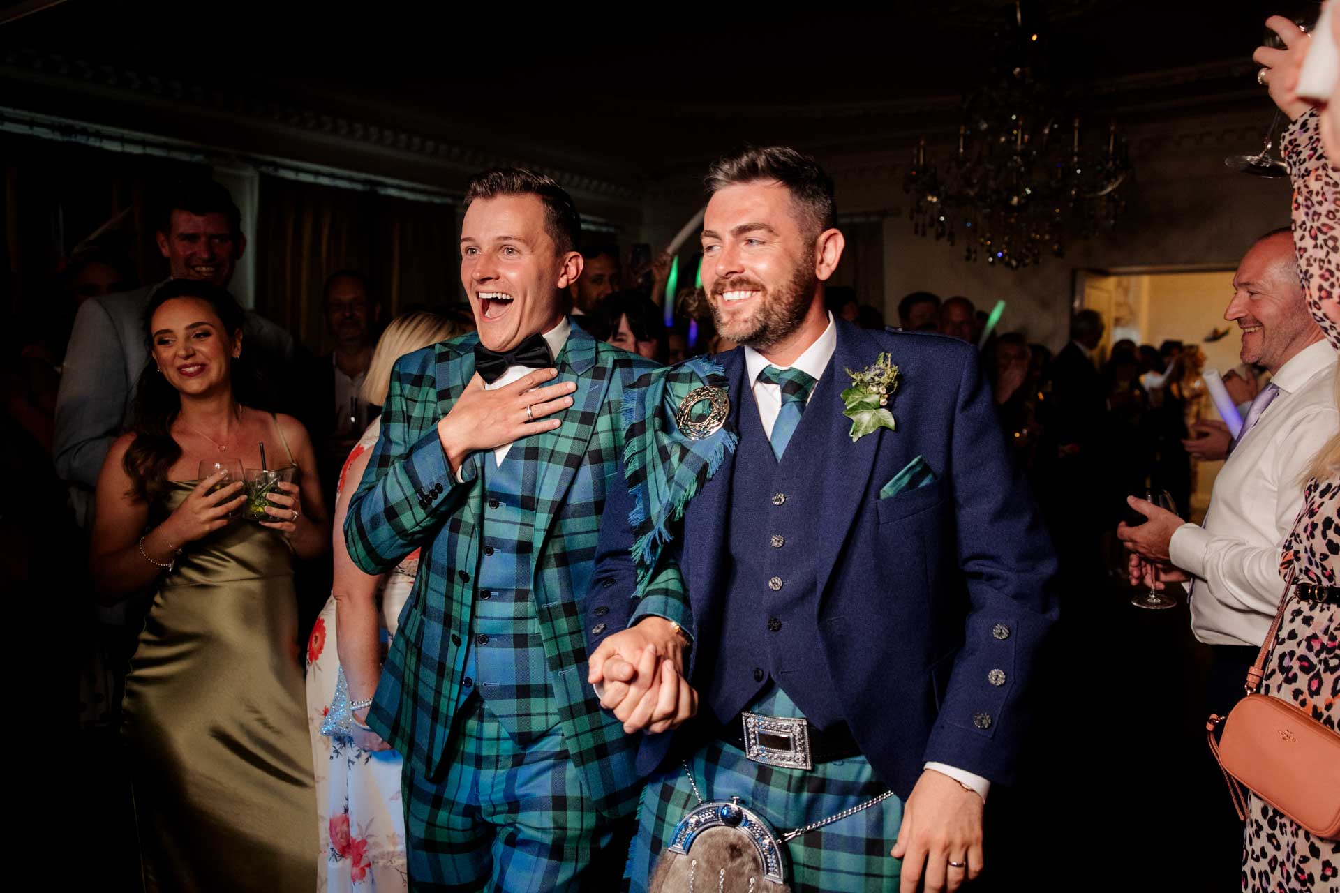 evening wedding reception photography at eaves hall