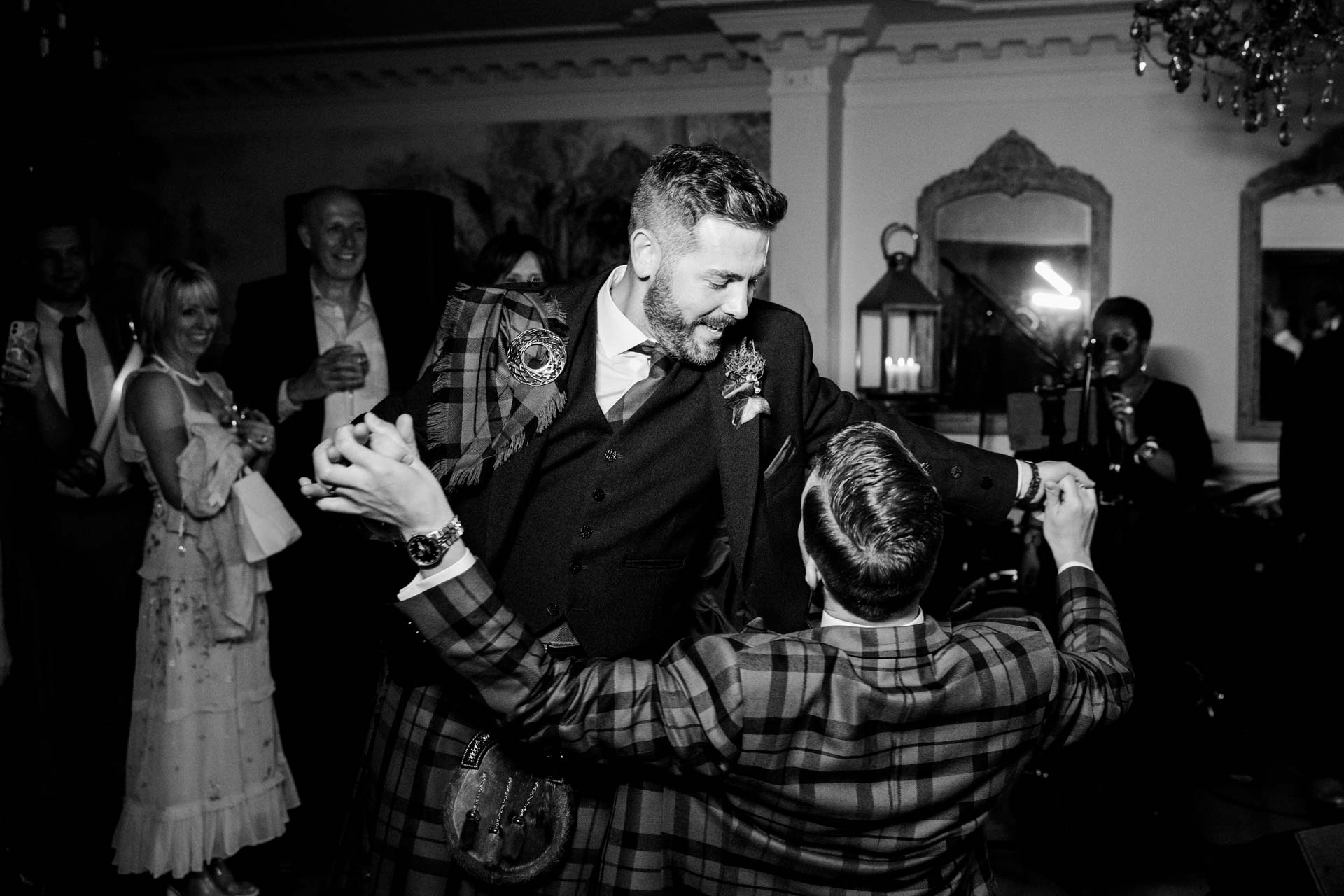 evening wedding reception photography at eaves hall