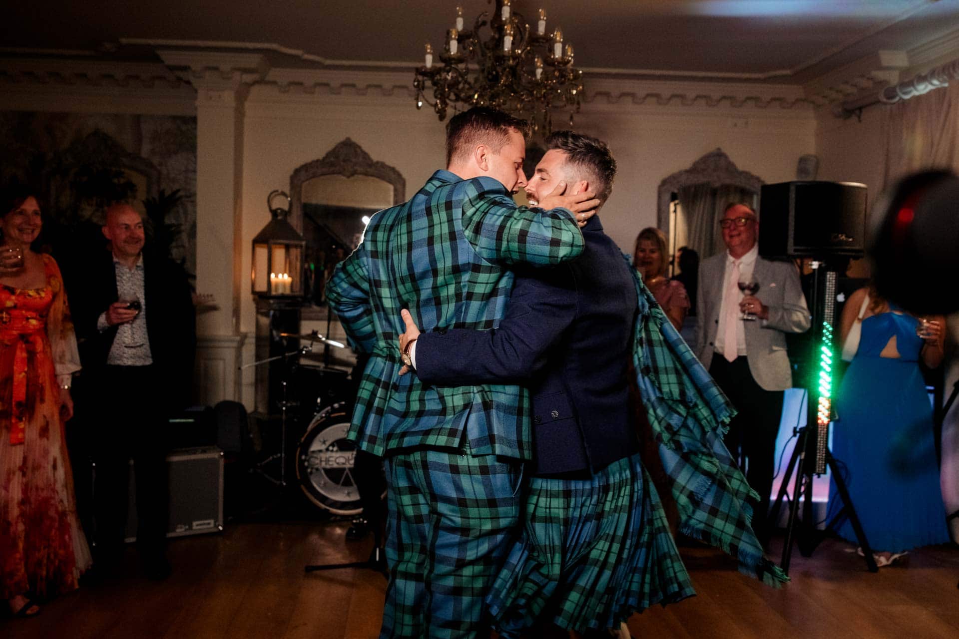 evening wedding reception photography at eaves hall