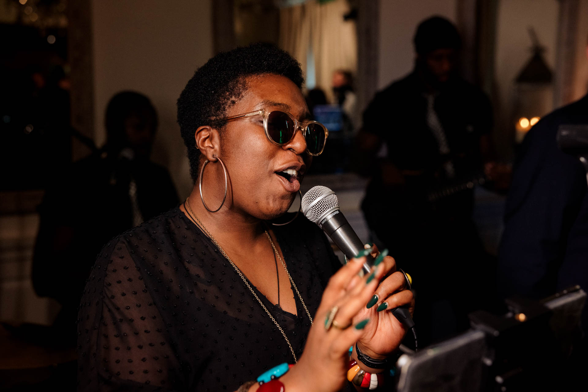 evening wedding reception photography at eaves hall