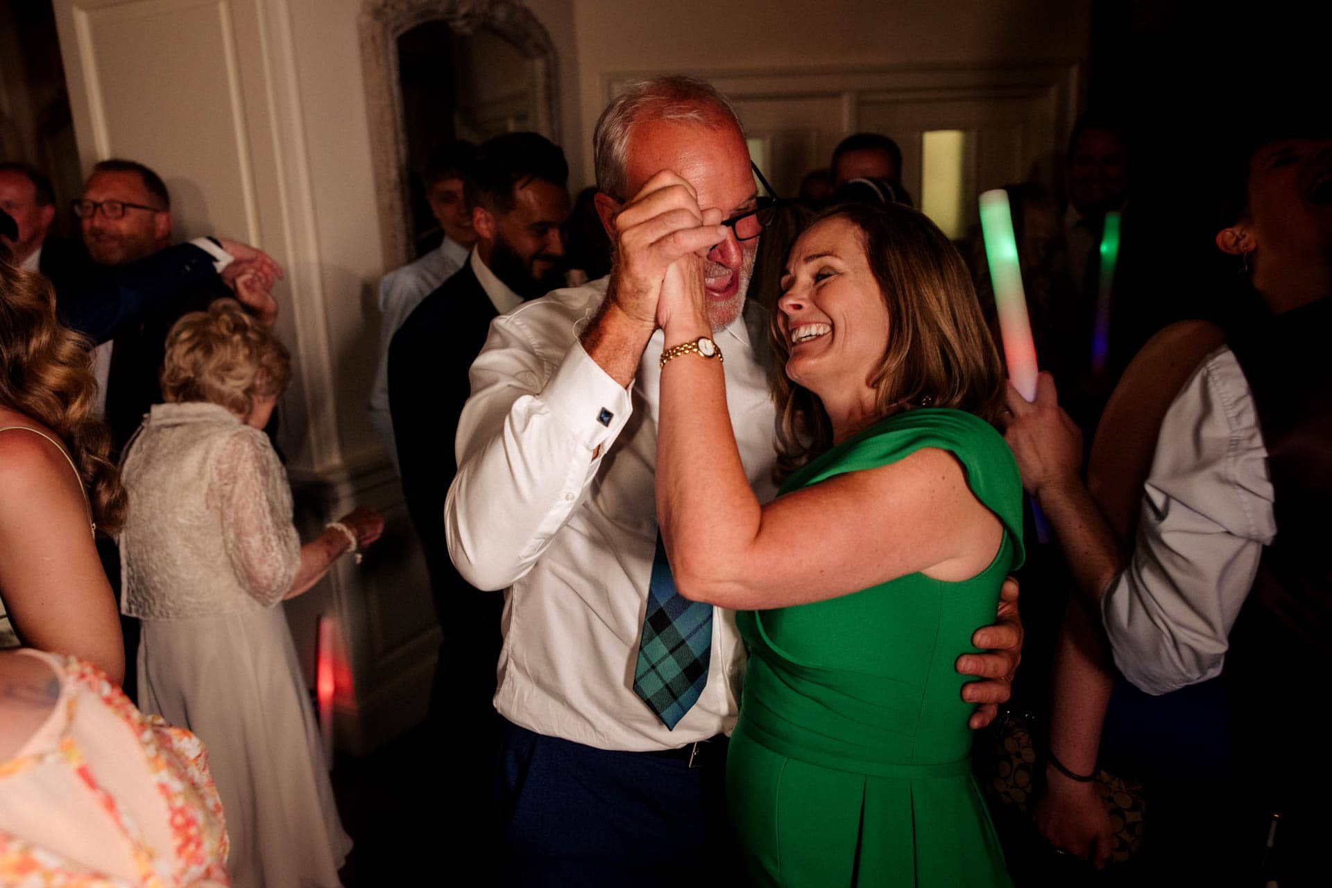 evening wedding reception photography at eaves hall