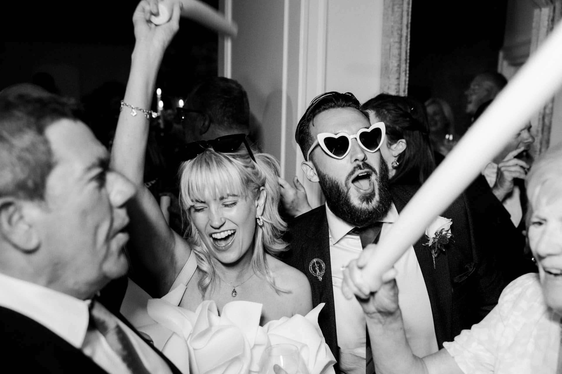 evening wedding reception photography at eaves hall