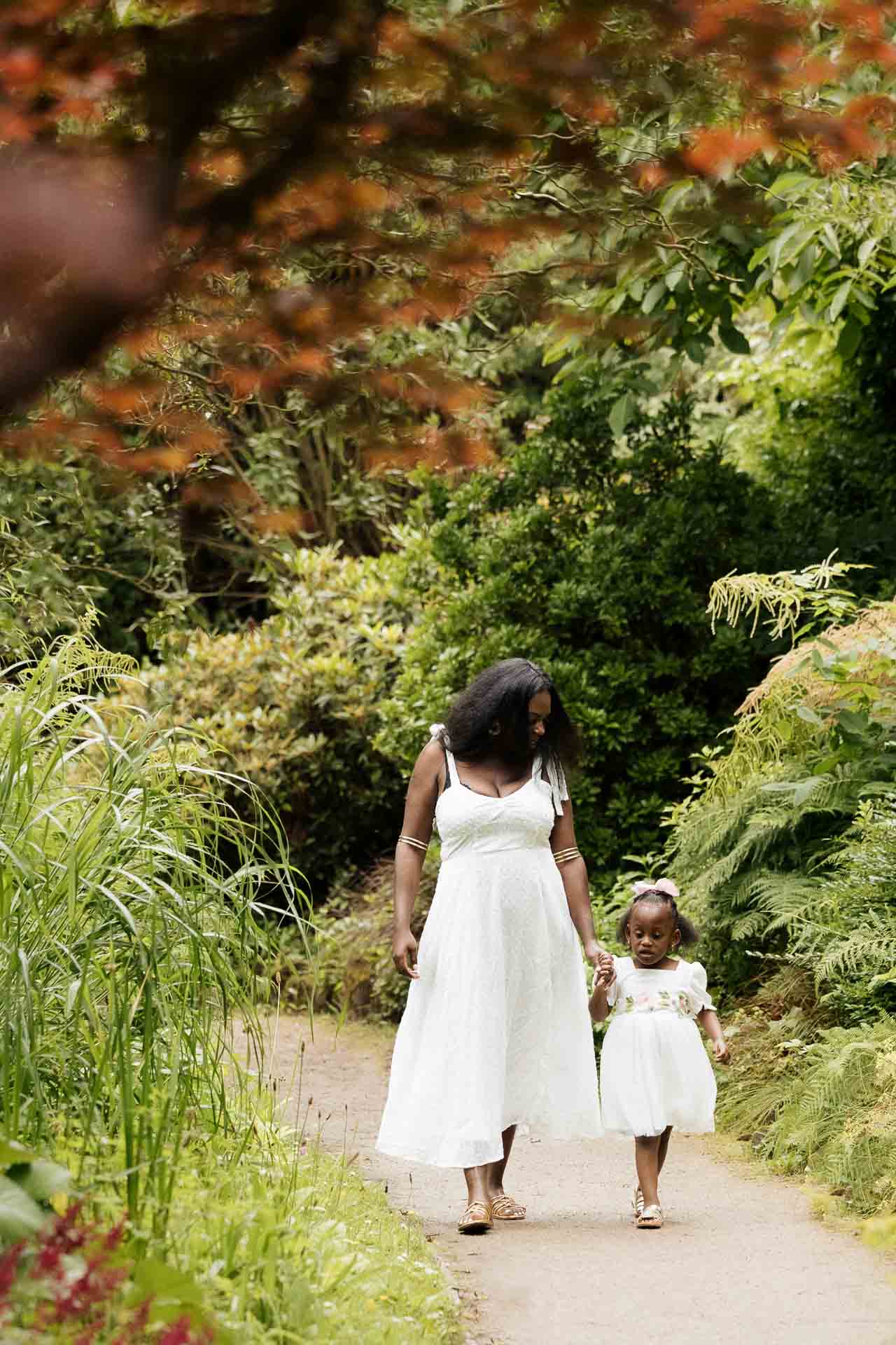 mother and daughter photoshoot at fletcher moss botanical gardens in didsbury, perfect location for a family portrait photography session