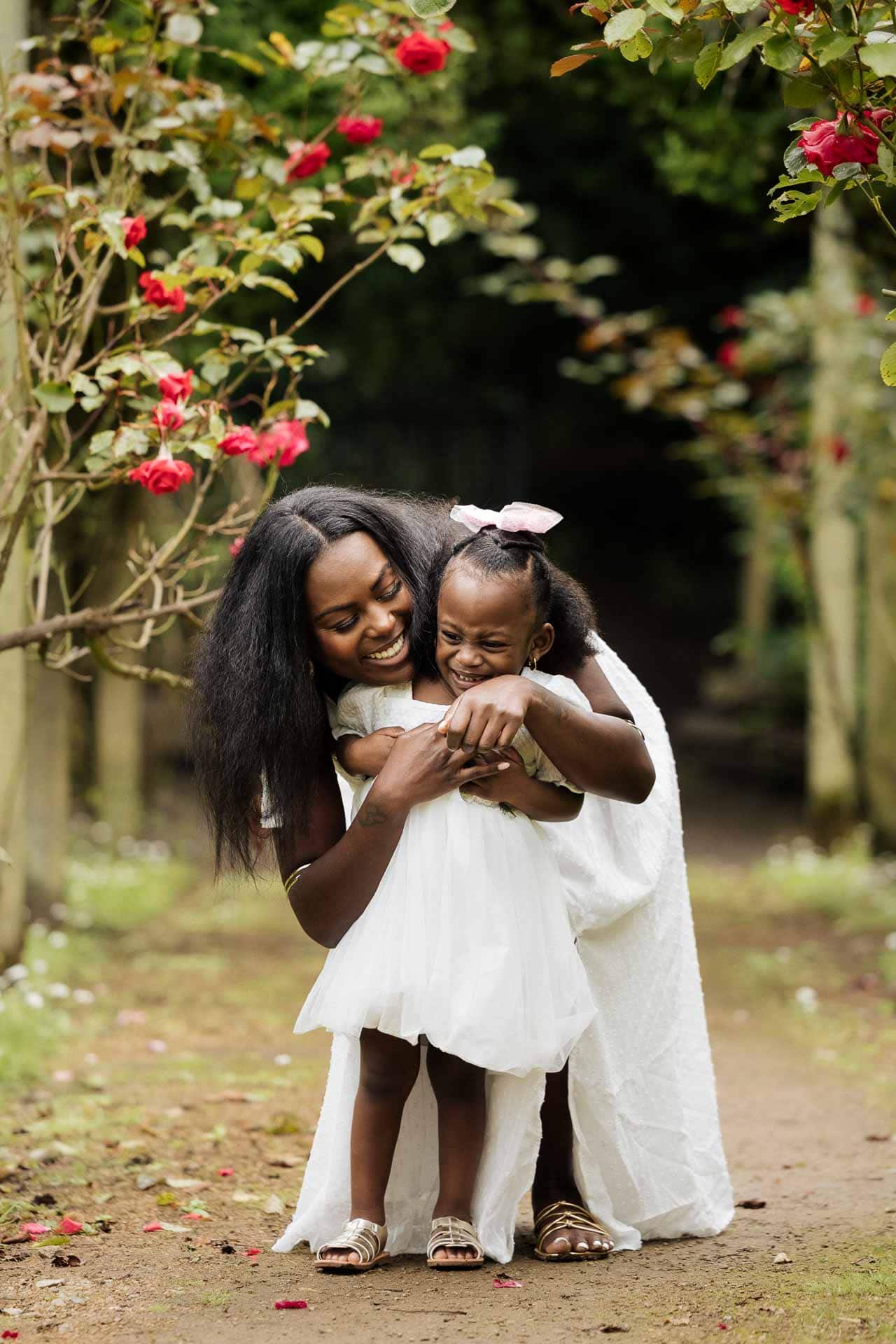 mother and daughter photoshoot at fletcher moss botanical gardens in didsbury, perfect location for a family portrait photography session