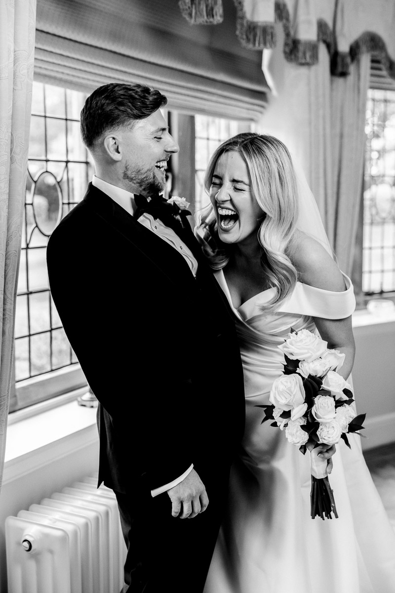 Bride and groom at Colshaw Hall during their Cheshire wedding, photographed by ER Photography